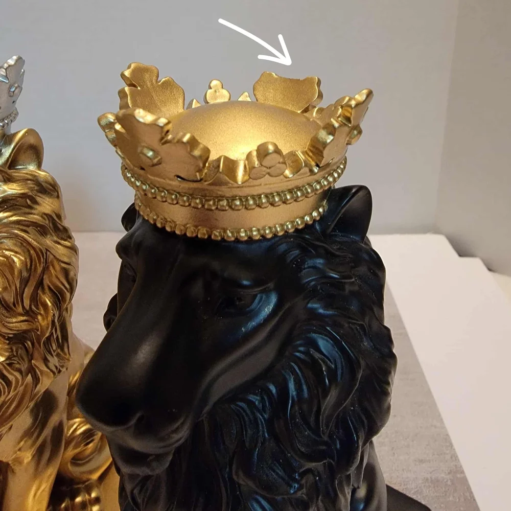 ARTGENIUS Set Of 3 Crowned Lion Statues - Picture 8 of 10